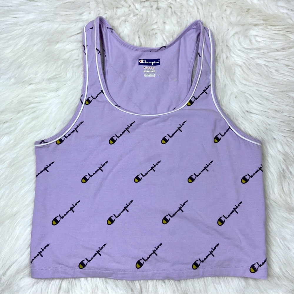 5x$25 Champion Size XL Logo Purple Crop Top
